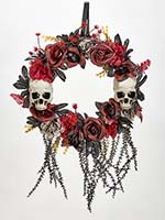 22" Skull & Roses Halloween Wreath